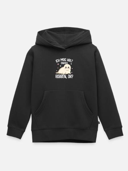 Robbe Seehund Seelöwe Robben Kinder - Kinder Premium Organic Hoodie - Schwarz