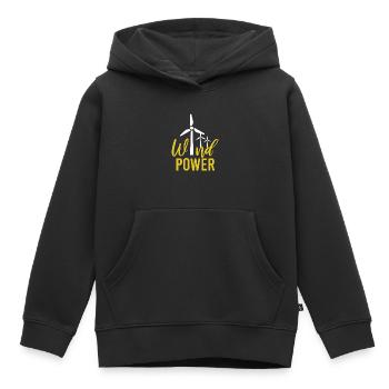 Énergie éolienne - Sweat Premium à capuche enfant bio - noir - Devant - AI Model Kid Male (0cm)
