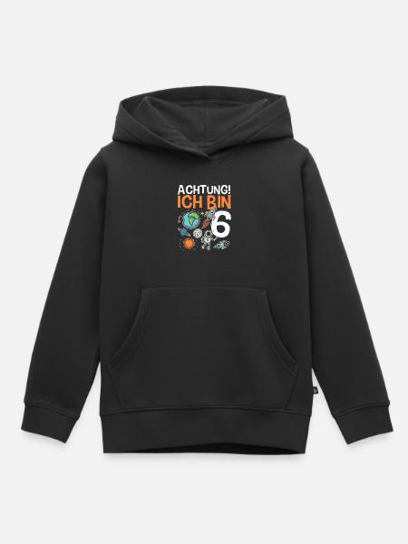 Achtung Ich bin 6 - Kinder Premium Organic Hoodie - Schwarz