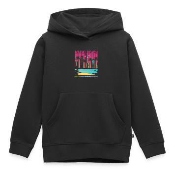 Miami Beach Skyline - Vue sur la plage de La Floride - Sweat Premium à capuche enfant bio - noir - Devant - AI Model Kid Male (0cm)