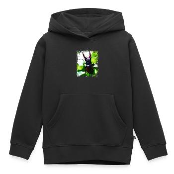 Les scarabées - Sweat Premium à capuche enfant bio - noir - Devant - AI Model Kid Male (0cm)