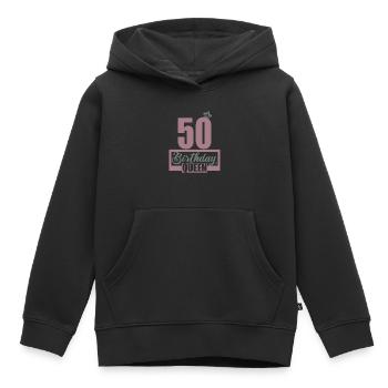 50e anniversaire 50 ans 50 années 50 Birthday Queen - Sweat Premium à capuche enfant bio - noir - Devant - AI Model Kid Male (0cm)