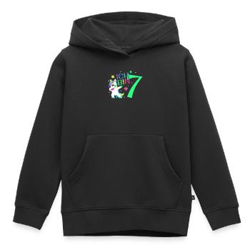 Ich Bin 7 Jahre Einhorn 7. Geburtstag Geschenk - Kinder Premium Organic Hoodie - Schwarz - Vorne - AI Model Kid Male (0cm)