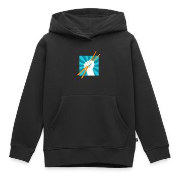 Drummer Drumsticks Batteur musicien Rocker - Sweat Premium à capuche enfant bio - noir - Devant - AI Model Kid Male (0cm)