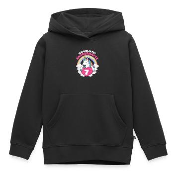 7 Jahre Einhorn 7. Geburtstag Mädchen - Kinder Premium Organic Hoodie - Schwarz - Vorne - AI Model Kid Male (0cm)