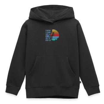 Rock Climbing Climbing Rétro Climb - Sweat Premium à capuche enfant bio - noir - Devant - AI Model Kid Male (0cm)