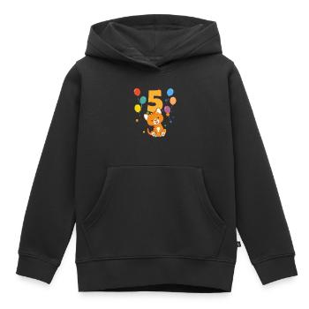 5 anniversaire anniversaire d’enfant 5 ans chat - Sweat Premium à capuche enfant bio - noir - Devant - AI Model Kid Male (0cm)
