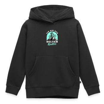 Ich bin nur selten Radlos - Kinder Premium Organic Hoodie - Schwarz - Vorne - AI Model Kid Male (0cm)