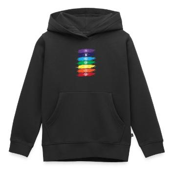 SEPT CHAKRAS - Sweat Premium à capuche enfant bio - noir - Devant - AI Model Kid Male (0cm)