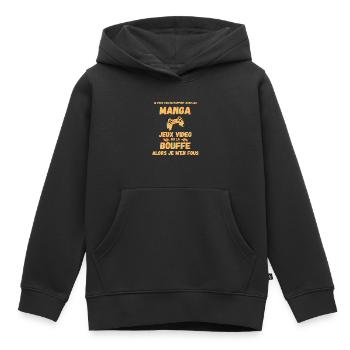 Manga jeux video bouffe ado console anime geek - Sweat Premium à capuche enfant bio - noir - Devant - AI Model Kid Male (0cm)