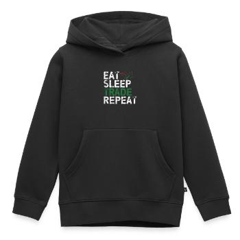 Eat Sleep Trade Repeat Day Stock Trading Fan Stock - Kids Premium Organic Hoodie - black - Front - AI Model Kid Male (0cm)
