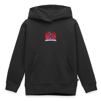 Snowboard sport vacances d'hiver montagnes neige cadeau - Sweat Premium à capuche enfant bio - noir - Devant - AI Model Kid Male (0cm)