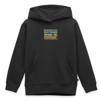 Familienname Hartmann - für Familie Hartmann - Kinder Premium Organic Hoodie - Schwarz - Vorne - AI Model Kid Male (0cm)