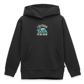 Ich habe mein Buch geschlossen, um hier zu sein, lustiger Leseliebhaber - Kinder Premium Organic Hoodie - Schwarz - Vorne - AI Model Kid Male (0cm)