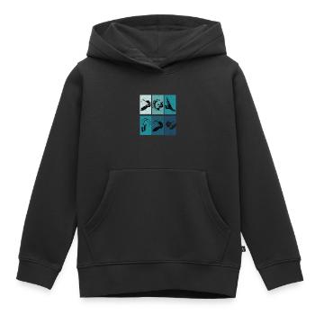 Kitesurf - idée cadeau kite - Sweat Premium à capuche enfant bio - noir - Devant - AI Model Kid Male (0cm)