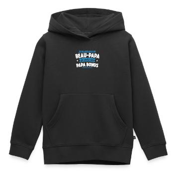 Je Ne Suis Pas Un Beau-papa Je Suis Un Papa Bonus - Sweat Premium à capuche enfant bio - noir - Devant - AI Model Kid Male (0cm)