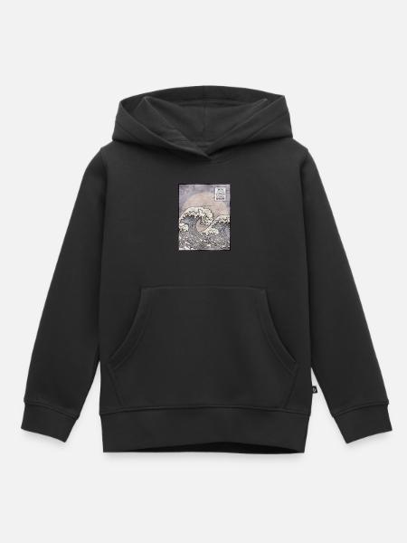 Esthétique japonaise Kanagawa Wave timbre-poste G - Sweat Premium à capuche enfant bio - noir