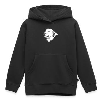Tête Ovcharka d’Asie centrale « Black Edition » - Sweat Premium à capuche enfant bio - noir - Devant - AI Model Kid Male (0cm)