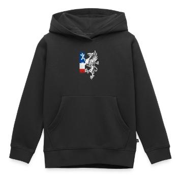 griffon debout bleu blanc rouge Rostock - Sweat Premium à capuche enfant bio - noir - Devant - AI Model Kid Male (0cm)