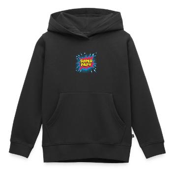 Super Papy super héro superpapy - Sweat Premium à capuche enfant bio - noir - Devant - AI Model Kid Male (0cm)
