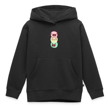 lustig glücklich - ungewöhnlich lustiger dreier - Kinder Premium Organic Hoodie - Schwarz - Vorne - AI Model Kid Male (0cm)