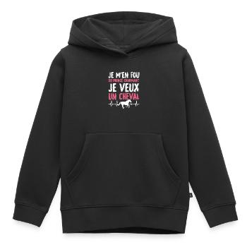 Je m'en fou du prince charmant je veux un cheval - Sweat Premium à capuche enfant bio - noir - Devant - AI Model Kid Male (0cm)