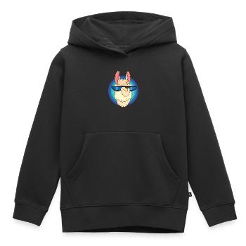Lama frais avec des verres frais - Sweat Premium à capuche enfant bio - noir - Devant - AI Model Kid Male (0cm)