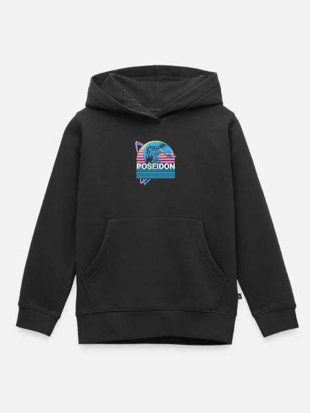 Poseidon Greek God of the Sea Retro Gesche - Kids Premium Organic Hoodie - black