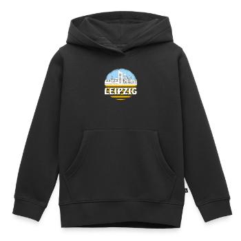 LEIPZIG - Sweat Premium à capuche enfant bio - noir - Devant - AI Model Kid Male (0cm)
