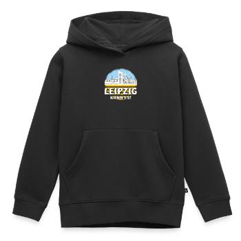 LEIPZIG KANN ES - Kinder Premium Organic Hoodie - Schwarz - Vorne - AI Model Kid Male (0cm)