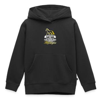 Haflinger disant blague Haflinger - Sweat Premium à capuche enfant bio - noir - Devant - AI Model Kid Male (0cm)