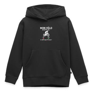 Mon Vélo M'appelle Cadeau Sport Cycliste - Sweat Premium à capuche enfant bio - noir - Devant - AI Model Kid Male (0cm)
