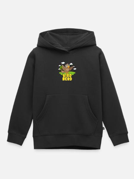Aves Nerd Birding - Hoodie Premium barn ekologisk - svart