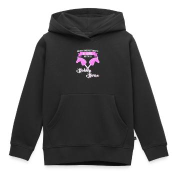 Cheval de loisir Fille Cheval de loisir - Sweat Premium à capuche enfant bio - noir - Devant - AI Model Kid Male (0cm)
