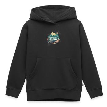 ANTON - Beau nom de garçon avec de mignons dinosaures - Sweat Premium à capuche enfant bio - noir - Devant - AI Model Kid Male (0cm)