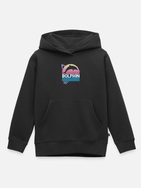 Delphin Retro Geschenk - Premium børne hættetrøje økologisk - sort