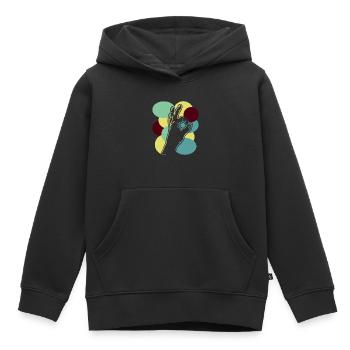 Regardé dans Rétro Regardé dans - Sweat Premium à capuche enfant bio - noir - Devant - AI Model Kid Male (0cm)