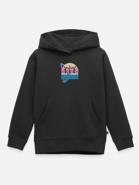 Windturbine Retro Geschenk - Kinder Premium Organic Hoodie - Schwarz