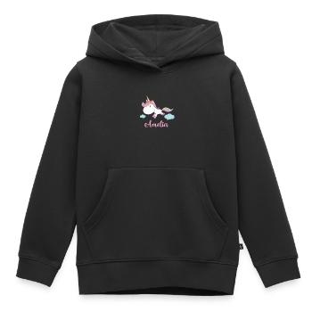 AMELIA Pink Unicorn Novelty - Kids Premium Organic Hoodie - black - Front - AI Model Kid Male (0cm)