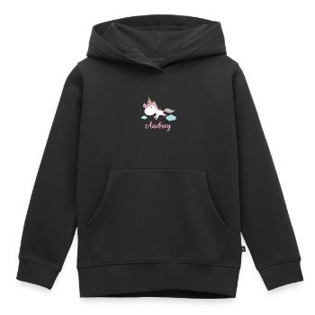 AUDREY Pink Unicorn Novelty - Kids Premium Organic Hoodie - black - Front - AI Model Kid Male (0cm)