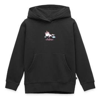 AUBREE Pink Unicorn Novelty - Kids Premium Organic Hoodie - black - Front - AI Model Kid Male (0cm)