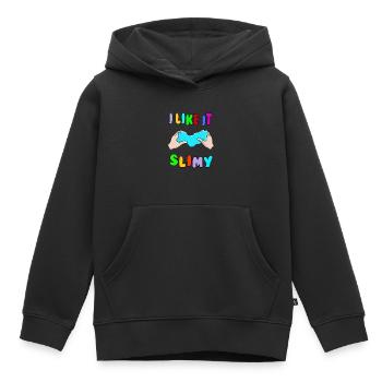 Je l’aime Slimy Fluffy Drizzly Cloud Texture Buble - Sweat Premium à capuche enfant bio - noir - Devant - AI Model Kid Male (0cm)