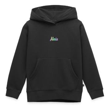 ALEXIS Rainbow Minimalist Cursive - Kids Premium Organic Hoodie - black - Front - AI Model Kid Male (0cm)