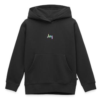 AMY Rainbow Minimalist Cursive - Kids Premium Organic Hoodie - black - Front - AI Model Kid Male (0cm)
