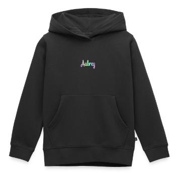 AUBREY Rainbow Minimalist Cursive - Kids Premium Organic Hoodie - black - Front - AI Model Kid Male (0cm)