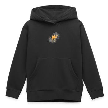 Chameau - Sweat Premium à capuche enfant bio - noir - Devant - AI Model Kid Male (0cm)