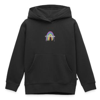 ANDREA Rainbow Cursive - Kids Premium Organic Hoodie - black - Front - AI Model Kid Male (0cm)