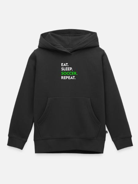 eat sleep soccer repeat - Kinder Premium Organic Hoodie - Schwarz