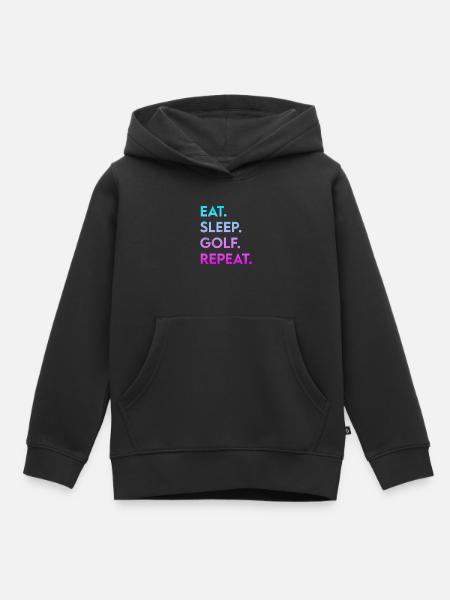 eat sleep golf repeat - Kinder Premium Organic Hoodie - Schwarz