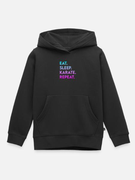 eat sleep karate repeat - Kinder Premium Organic Hoodie - Schwarz